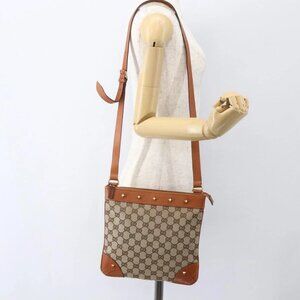 GUCCI GG Canvas Shoulder Bag Beige Gold 120893 Auth 153652